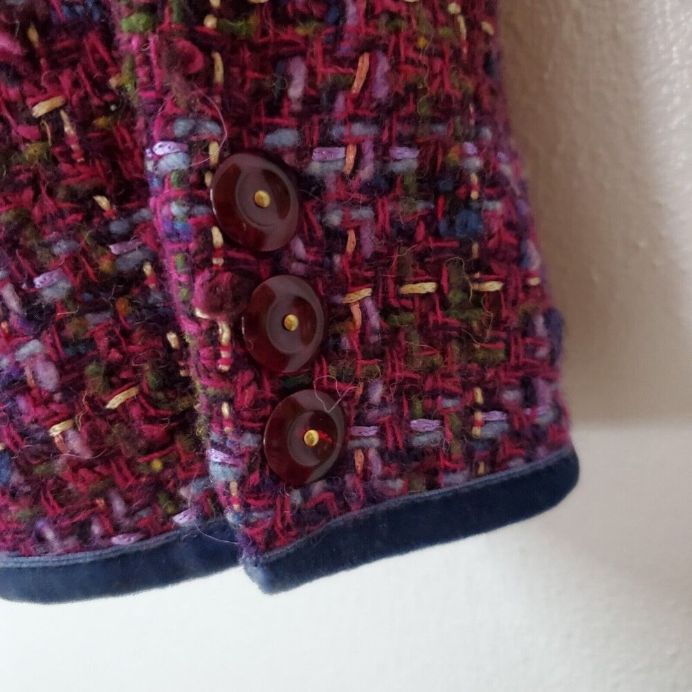 Jones New York Country Women Sz Large Purple Pink Tweed Wool Blend Blazer Jacket - Picture 5 of 12